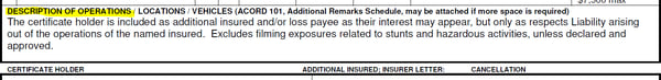 US Certificate of Insurance