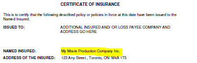 Certificate of Insurance Canada