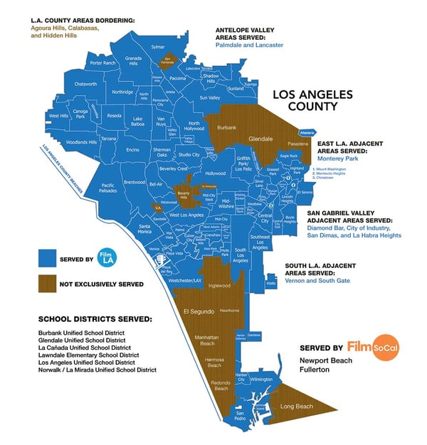 Map of all the areas Film LA serves